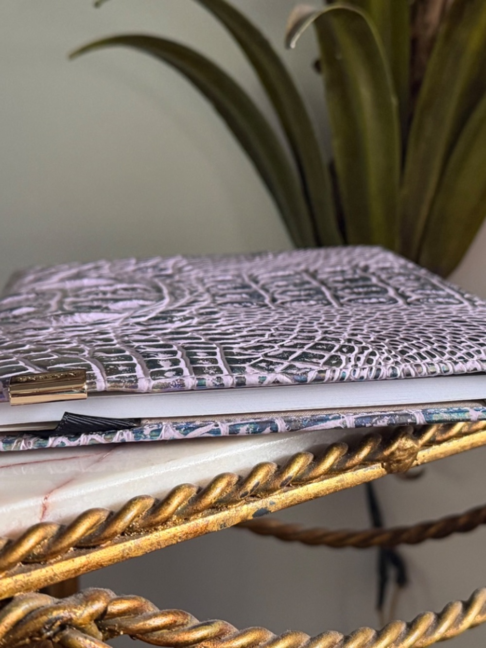 💜 NWOT Brahmin Violet Wonderland Iridescent Leather Journal Front EYE 💜 - Picture 9 of 13